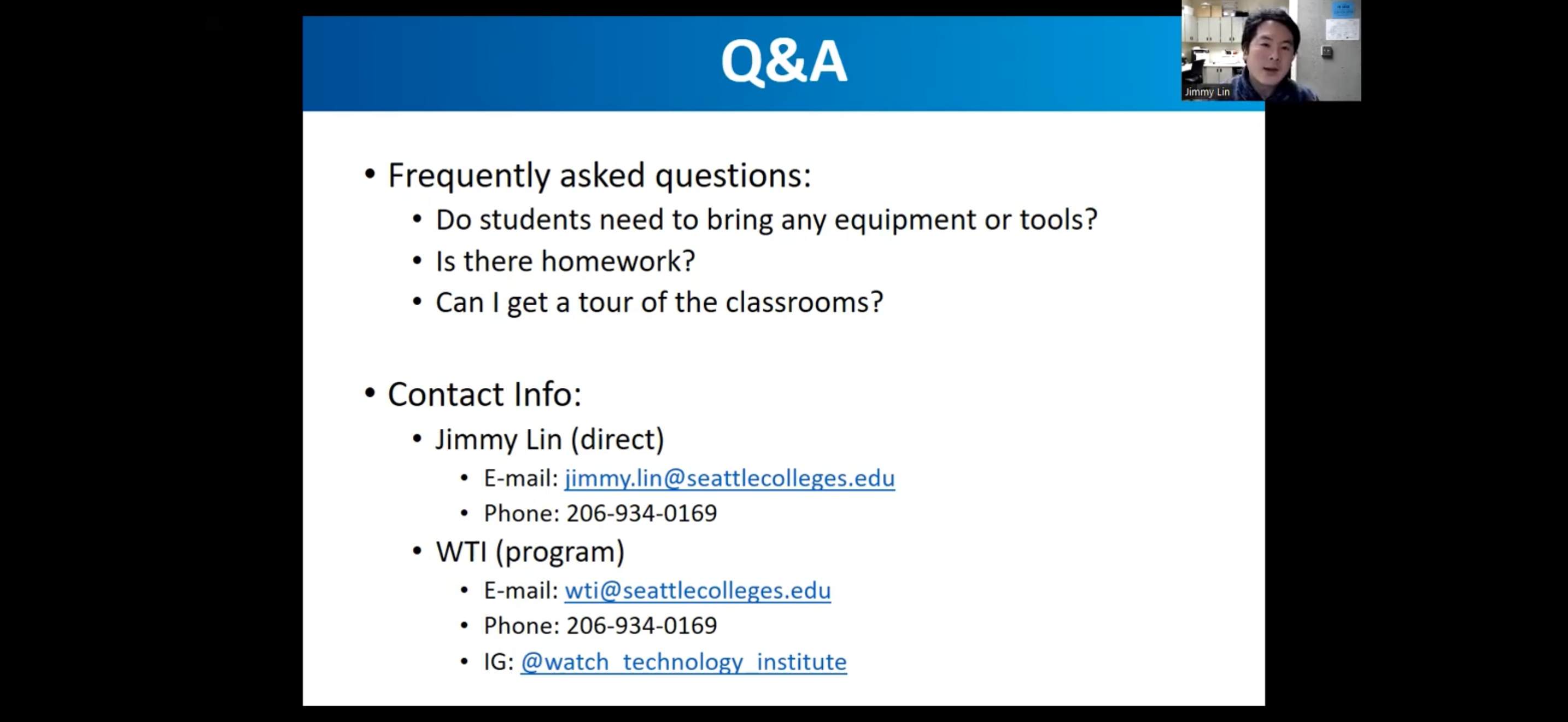 North Seattle College Watch Technology Institute